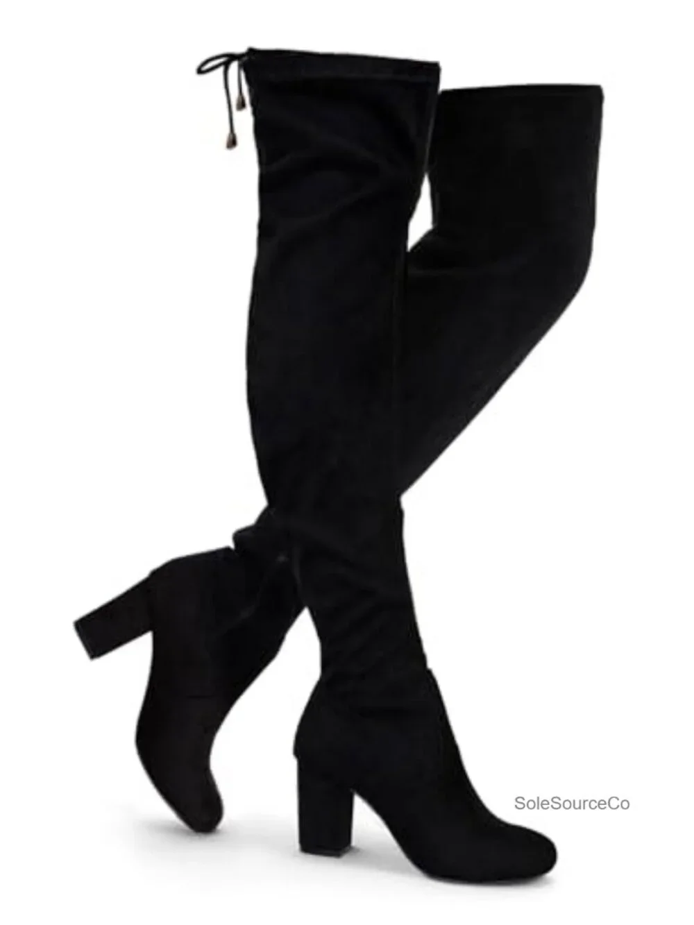 Women's Thigh High Suede Boots Over the Knee with Block Heel and Zipper